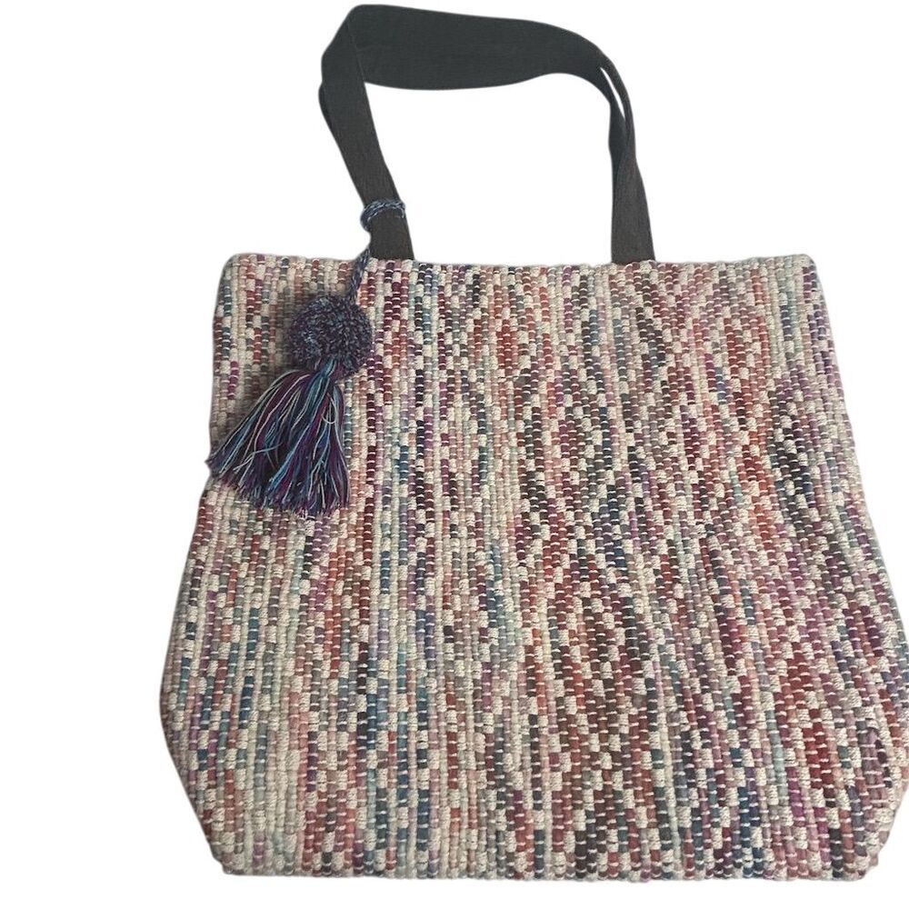 Ruggine Women's Multicolor Woven Fringe‎ Tote Bag Boho-Chic